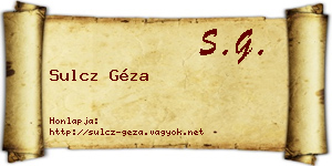 Sulcz Géza névjegykártya